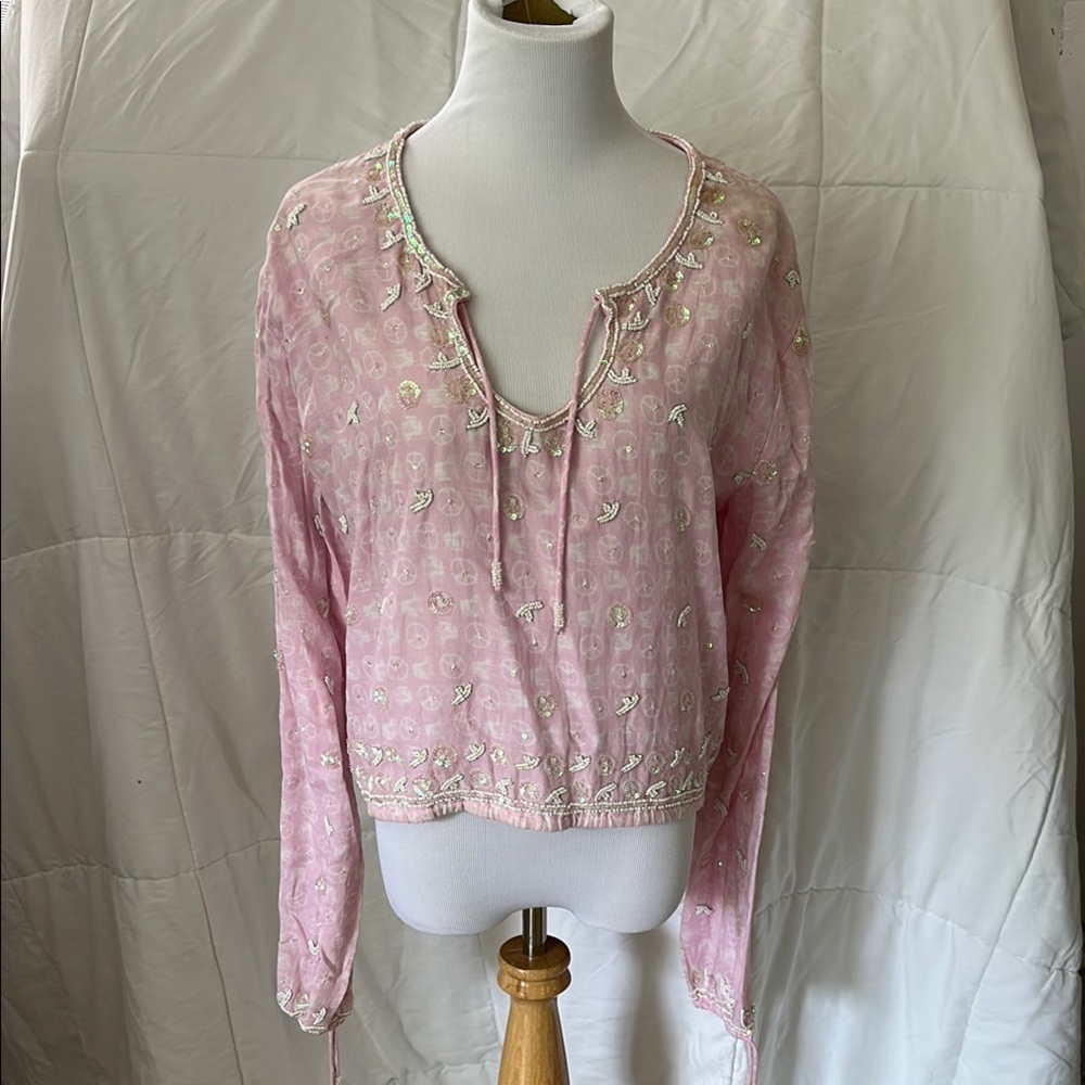 Pink Embroidered Women's Top made by Letare (European Brand)